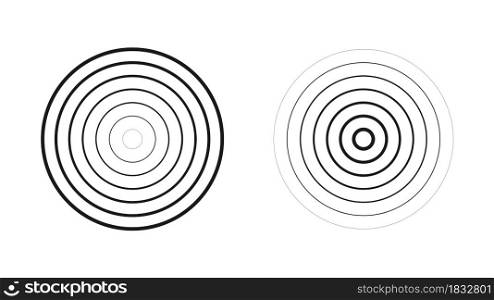 Concentric circles isolated on white background. Concentric circulation. Vector illustration.