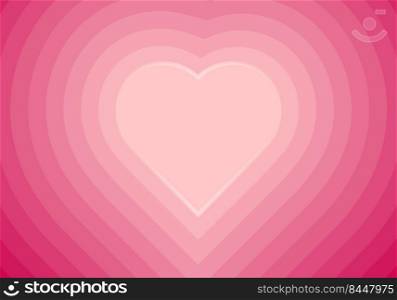 Concentric hearts pink gradient background. Vector illustration