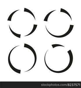 Concentric, radial lines, circles icon. Segmented circle shape. Spiral, swirl, twirl and twist design element. Vector illustration. EPS 10.. Concentric, radial lines, circles icon. Segmented circle shape. Spiral, swirl, twirl and twist design element. Vector illustration.