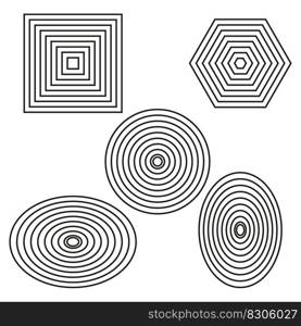 Concentric, radial shapes. Radiating, circular spiral, vortex lines. Merging rippled lines. vector illustration. EPS 10.. Concentric, radial shapes. Radiating, circular spiral, vortex lines. Merging rippled lines. vector illustration.