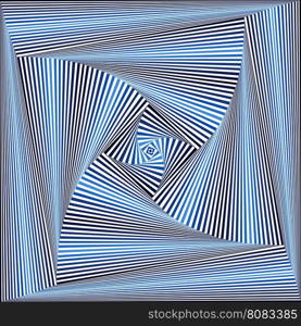 Concentric square shapes forming the sequence with swirling pseudo effect, abstract vector pattern in white and blue hues