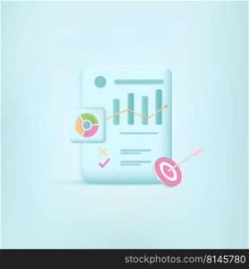 Concept 3D growth investing marketing. Web Analytics and business, bank. Minimal cartoon icon. Vector illustration