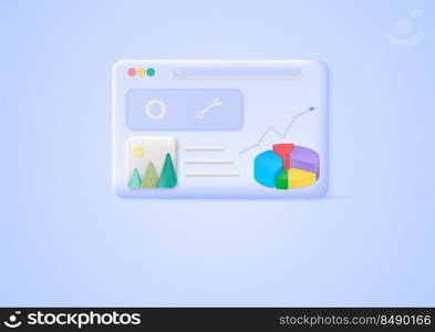Concept 3D growth investing marketing. Web Analytics and business, bank. Minimal cartoon icon. Vector illustration