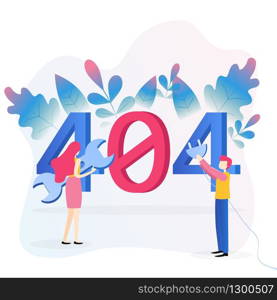 Concept 404 Error Page. File not found for web page, banner, presentation, social media, documents, cards, posters. Website maintenance error, web page under construction. Flat vector illustration.. Concept 404 Error Page. File not found for web page, banner, presentation, social media, documents, cards, posters.