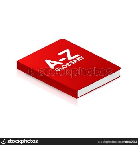 Concept A-Z glossary book for web page, banner, social media. Vector stock illustration