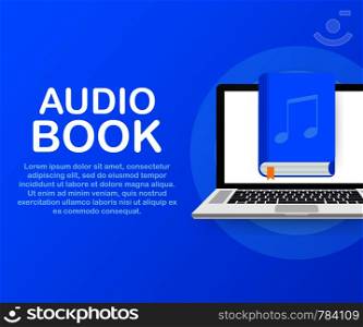 Concept audio book for web page, banner, social media. Vector stock illustration