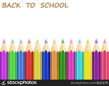 concept back to school with white apper and colorful pencils, stock vector illustration