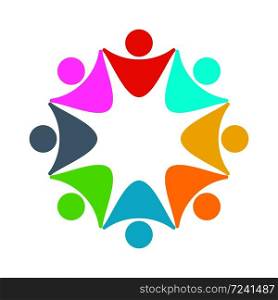 Concept Business Group connection logo,Eight people in the circle,meeting teamwork,Vector illustration