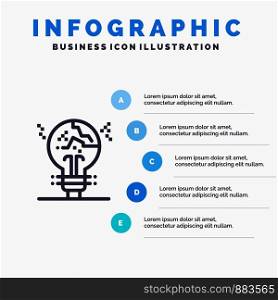 Concept, Copycat, Fail, Fake, Idea Line icon with 5 steps presentation infographics Background