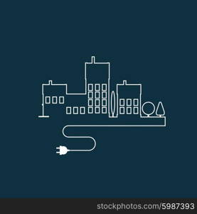 Concept electric circuit city. Vector flat design.. Concept electric circuit city. Vector flat design