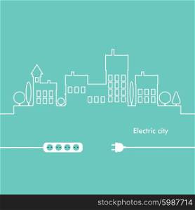 Concept electric circuit city. Vector flat design.. Concept electric circuit city. Vector flat design