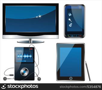 Concept electronic set . Media icon set. Vector . multimedia clip-art vectors