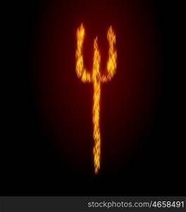 Concept Fire Trident on Black Background. Illustration Concept Fire Trident on Black Background - Vector