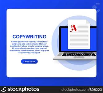 Concept for Copywriting, content development, freelance, blog post. Vector stock illustration.