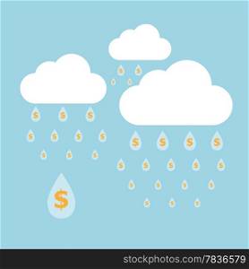 Concept idea of money raining, stock vector