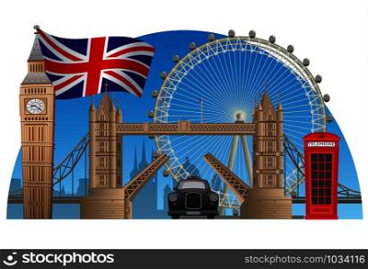 concept illustration of england and london town. london town