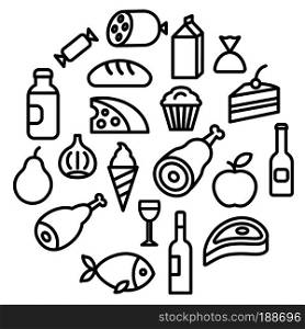 concept illustration of set food grocery icons. food grocery icons