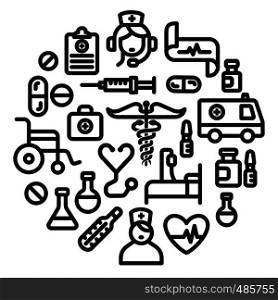 concept illustration of the black outlines medicine icon. concept medicine icon