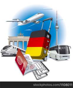 concept illustration of tour and travel to berlin and germany. ravel to germany