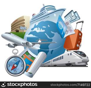 concept illustration of travel and journey. travel and journey illustration