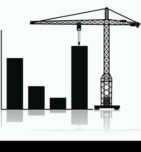 Concept illustration showing a crane pulling the last bar in a graph up