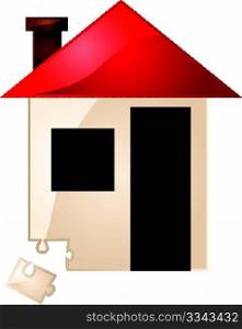 Concept illustration showing a house and a missing puzzle piece
