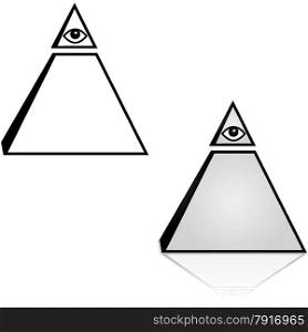 Concept illustration showing a pyramid with an eye on top