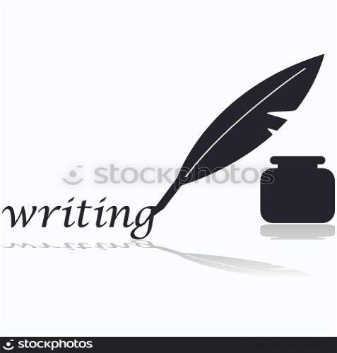 Concept illustration showing a vintage feather pen writing