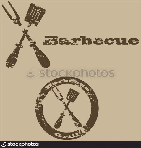 Concept illustration showing a vintage sign for a barbecue