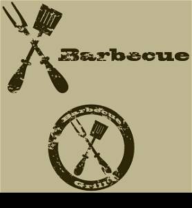 Concept illustration showing a vintage sign for a barbecue