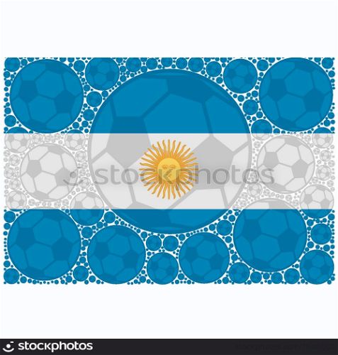 Concept illustration showing the flag of Argentina made up of soccer balls