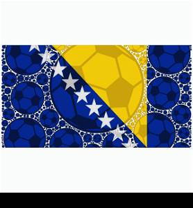 Concept illustration showing the flag of Bosnia and Herzegovina made up of soccer balls