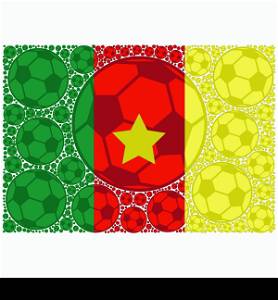 Concept illustration showing the flag of Cameroon made up of soccer balls