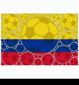 Concept illustration showing the flag of Colombia made up of soccer balls