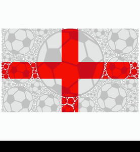 Concept illustration showing the flag of England made up of soccer balls