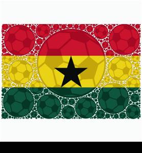 Concept illustration showing the flag of Ghana made up of soccer balls