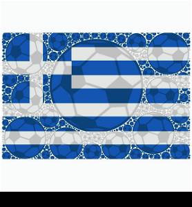 Concept illustration showing the flag of Greece made up of soccer balls