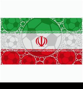 Concept illustration showing the flag of Iran made up of soccer balls