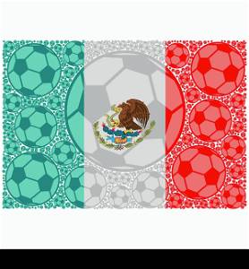 Concept illustration showing the flag of Mexico made up of soccer balls