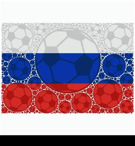 Concept illustration showing the flag of Russia made up of soccer balls