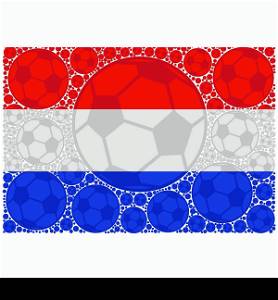 Concept illustration showing the flag of the Netherlands made up of soccer balls