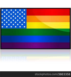 Concept illustration showing the flag of the United States mixed with the LGBTQ rainbow flag