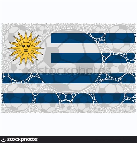 Concept illustration showing the flag of Uruguay made up of soccer balls