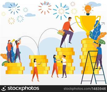 Concept investment management. company is engaged in the joint construction and the cultivation of cash profits. Growing money graph and success. career growth to success, business analysis. vector.
