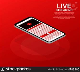 Concept live streaming for web page, banner, presentation, social media, documents. Watch video online. vector stock illustration.
