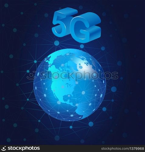 Concept of 5G internet connection technology.5G symbol communication network. Business technology