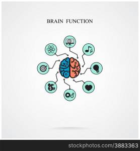 Concept of brain function for education and science, business sign.Vector illustration