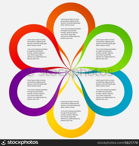 Concept of colorful circular banners in flower form for different business design. Vector illustration