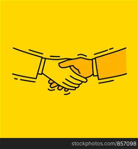 Concept of idea with handshake partnership and agreement, contour drawing and sketch, vector illustration and simple design.