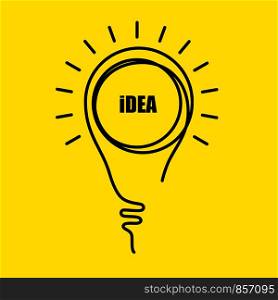 Concept of idea with lightbulb, Contour drawing and sketch, Vector illustration and simple design.